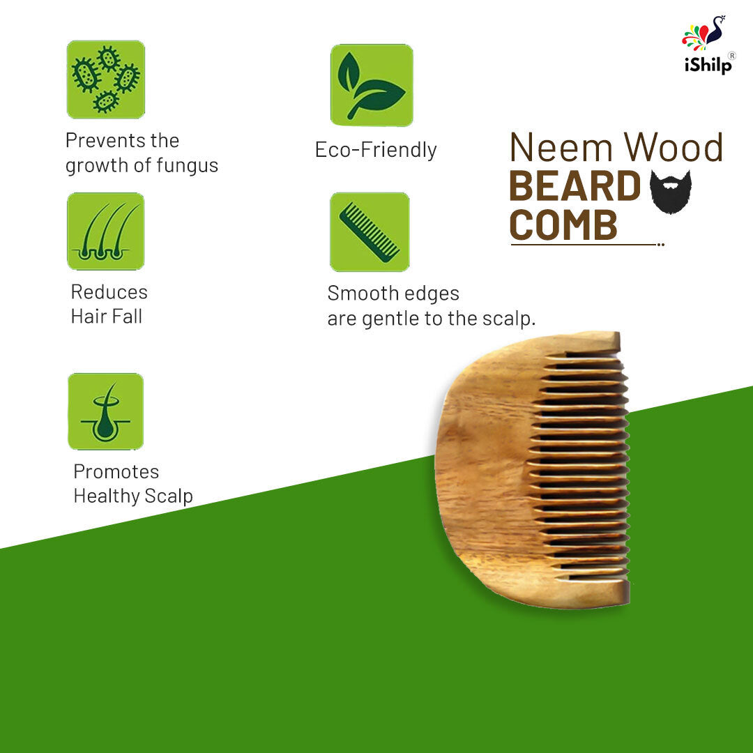 Neem Wood Beard Comb - 4"